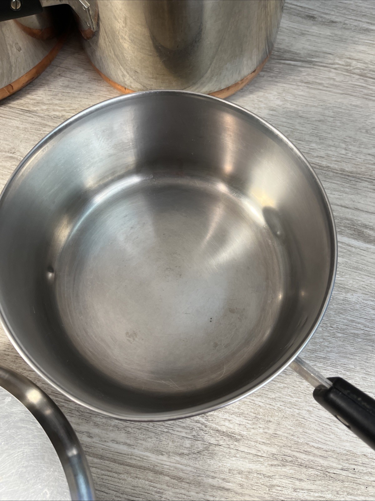 1801 Revere Ware Cook Set 8 Pc Copper Bottom Saucepan Stock Pot Assorted VTG #1