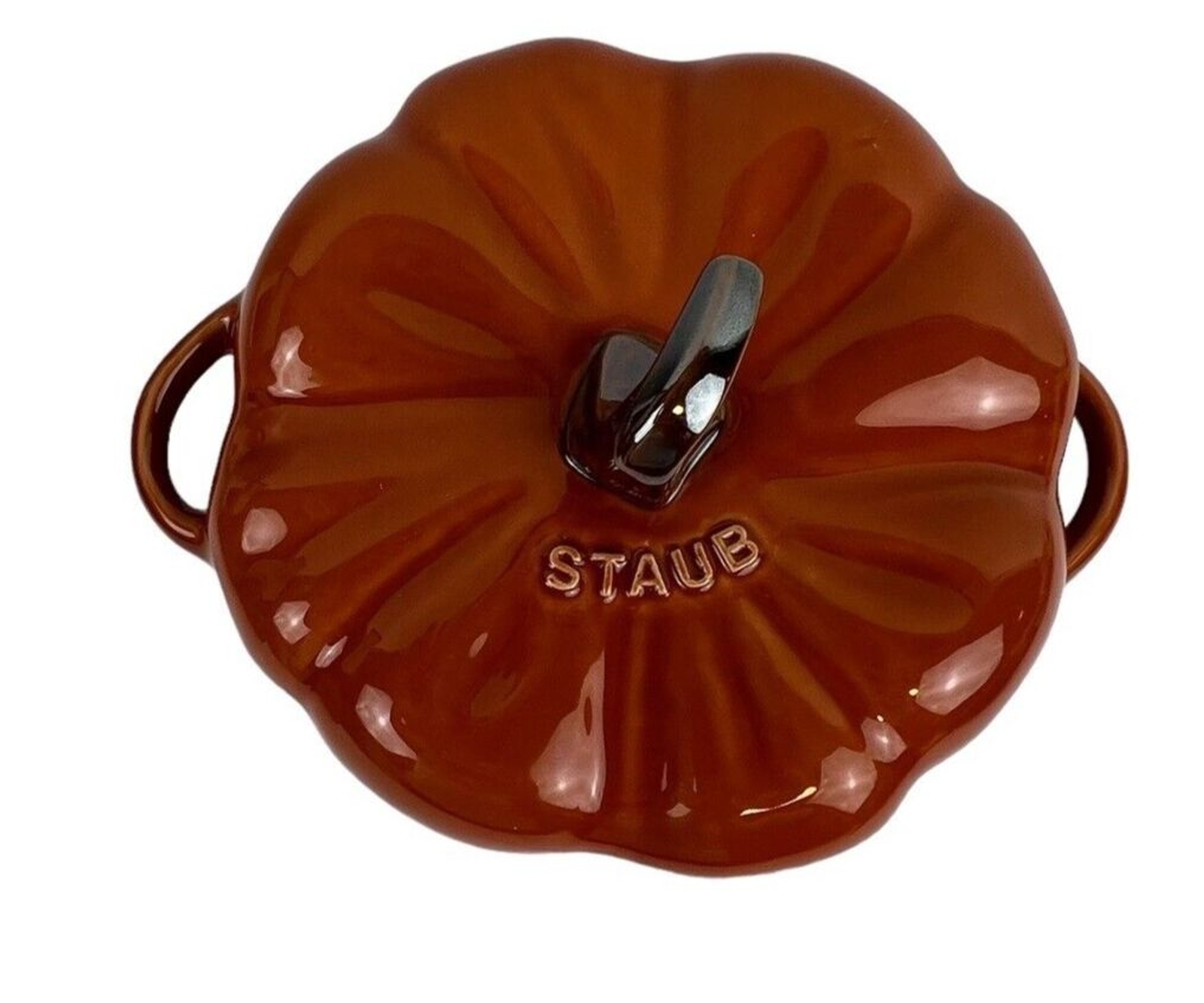 STAUB Ceramic Pumpkin Cocotte Dish 0.5 Qt 16-oz Burnt Orange Oven Safe NIB