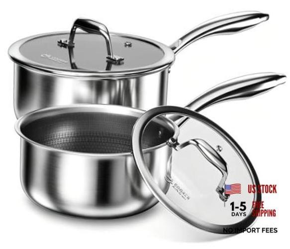 Sauce Pan Set, 1.5 QT & 2 QT Saucepan with Lid, Hybrid Ceramic 1.5 Qt & 2 Qt