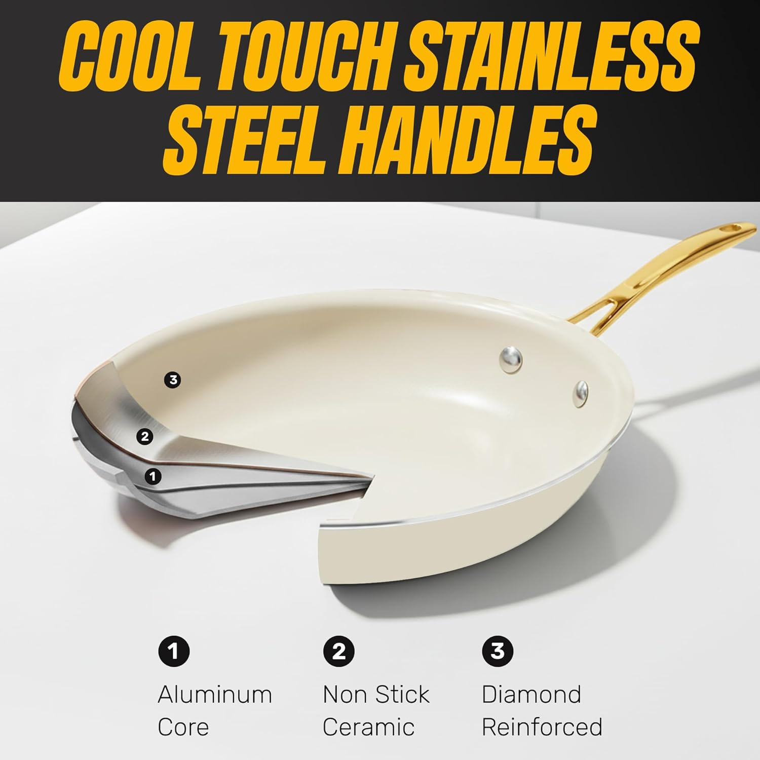 Gotham Steel 15 Pc Ceramic Cookware Set, Ceramic Pots and Pans Set Non Stick wit