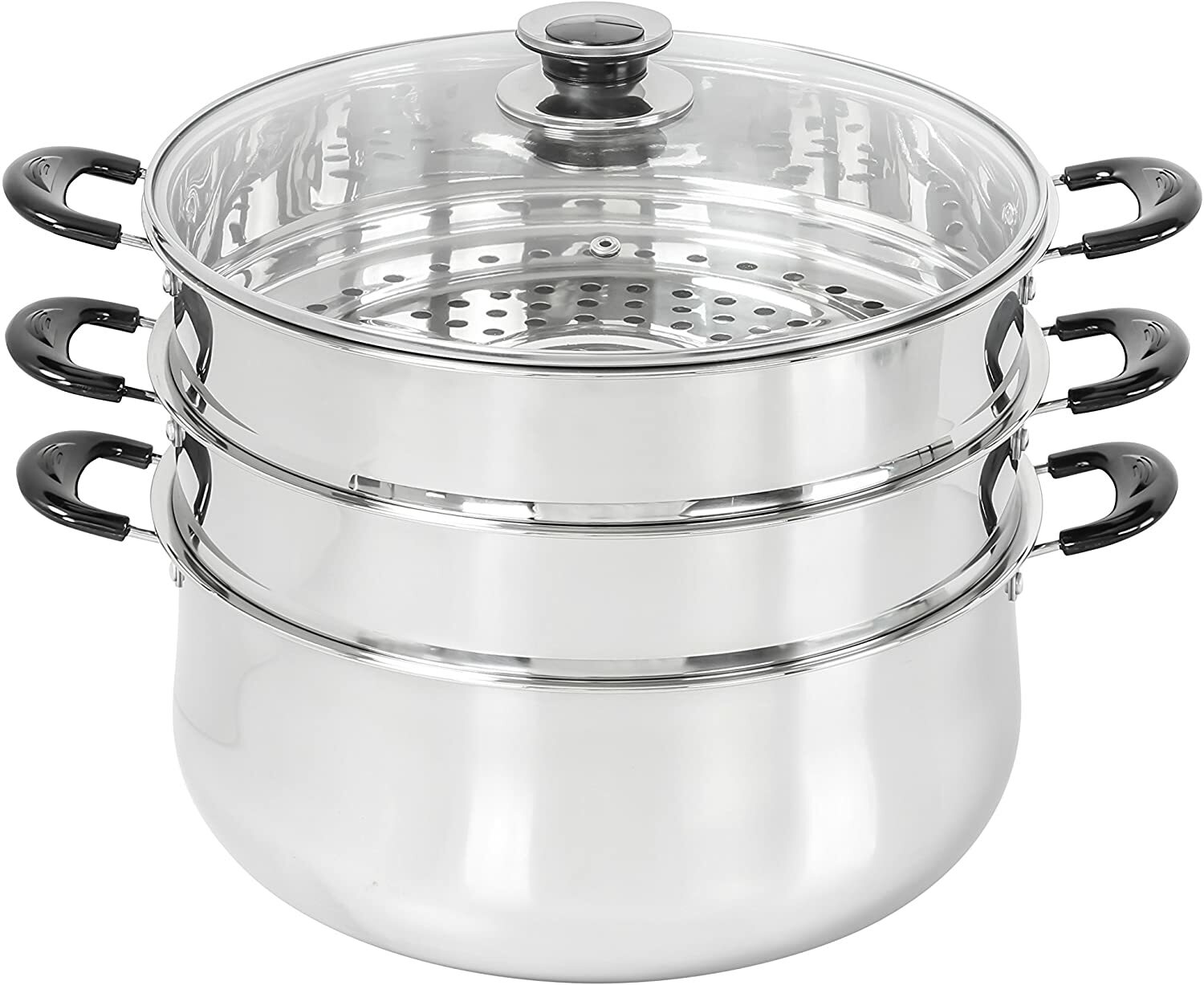 Concord 30 CM Stainless Steel 3 Tier Steamer Pot Steaming Cookware – Triply Bott