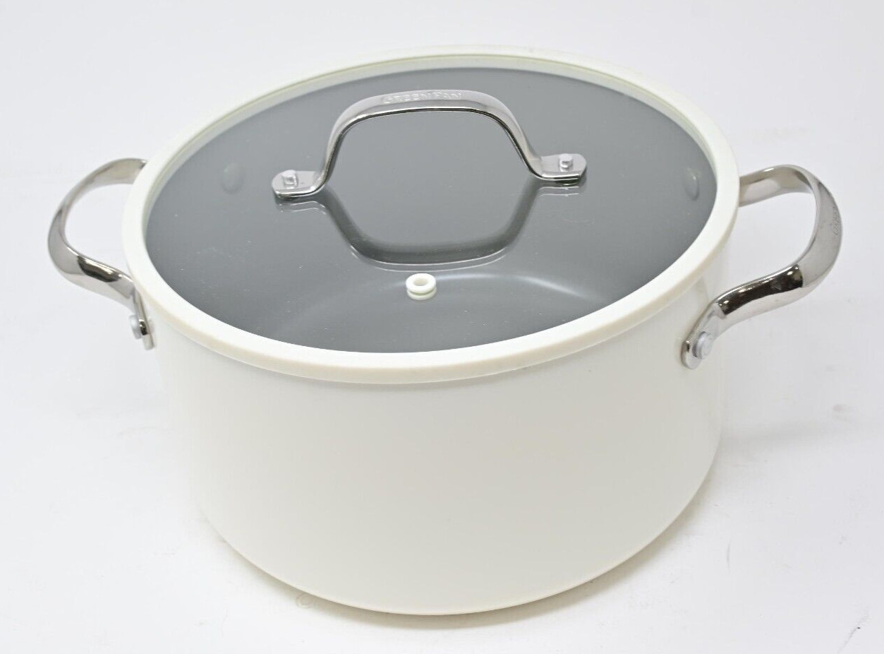 GreenPan Eras Ceramic Non-Stick 5.7 Qt Casserole with Lid – White