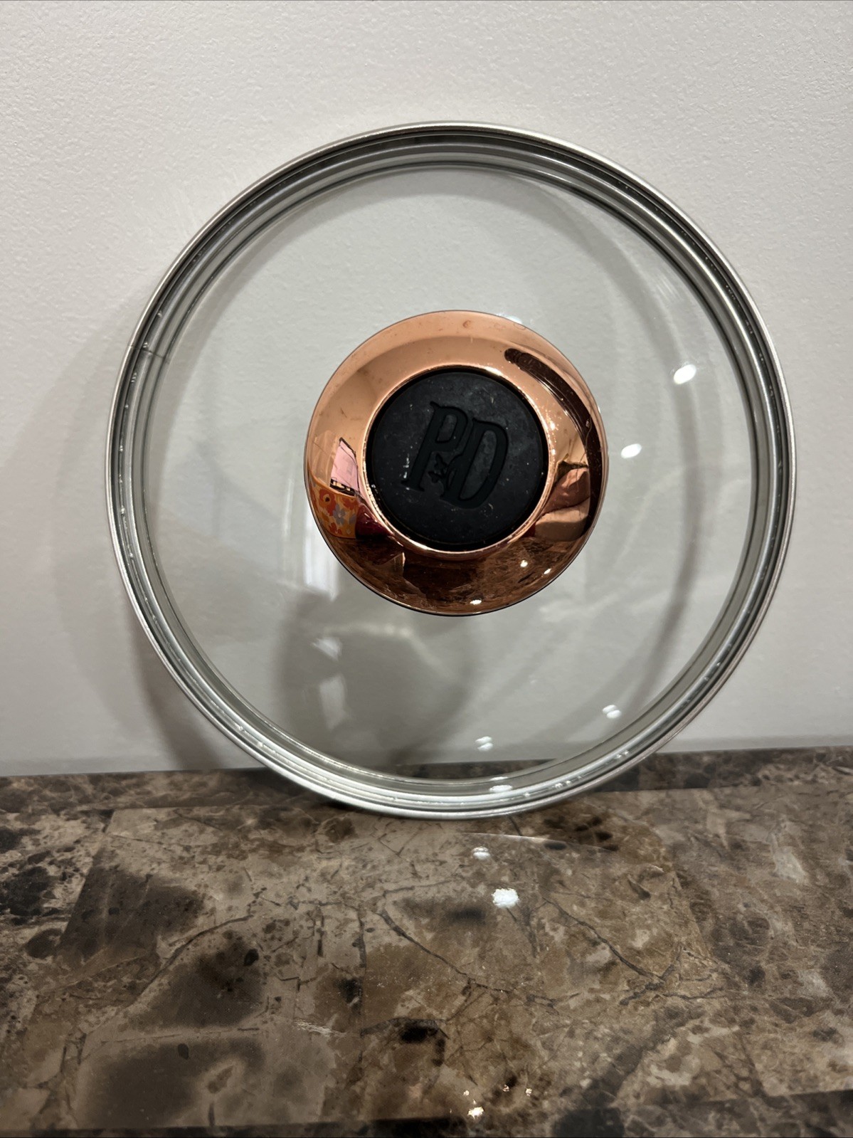 Replacement Glass Lid Paula Deen Copper and Black 6 inch for pan or pot