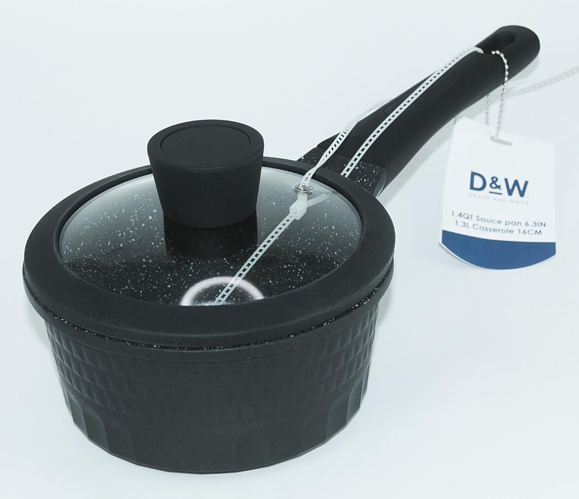 Deane & White / D&W ~ 1.4 QT Saucepan Nonstick 6.3″ w/ Lid Black *NEW w/ Tags!!