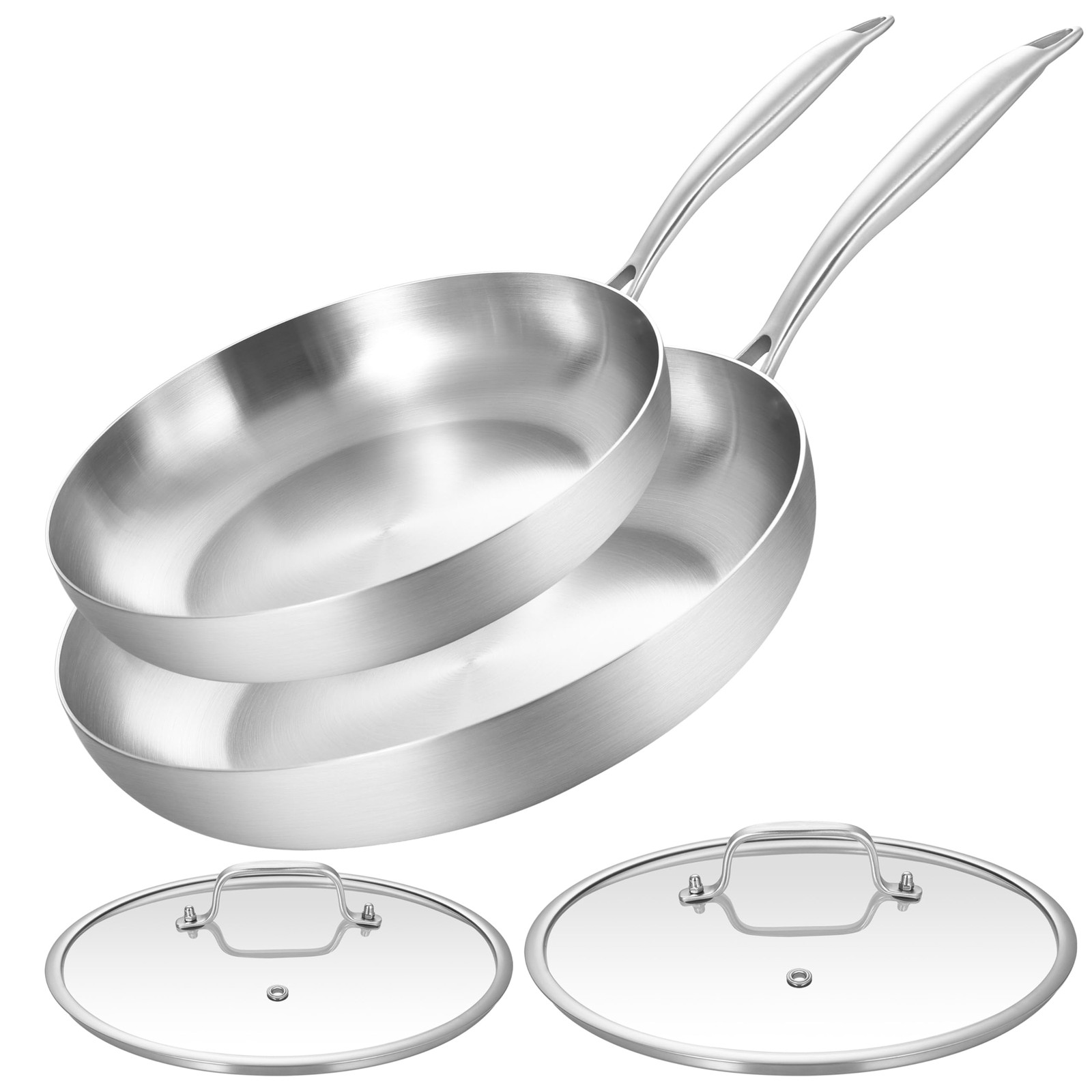 1012 Inch Triply Stainless Steel Frying Pan Set With Lidsskilletsinduction Cookw