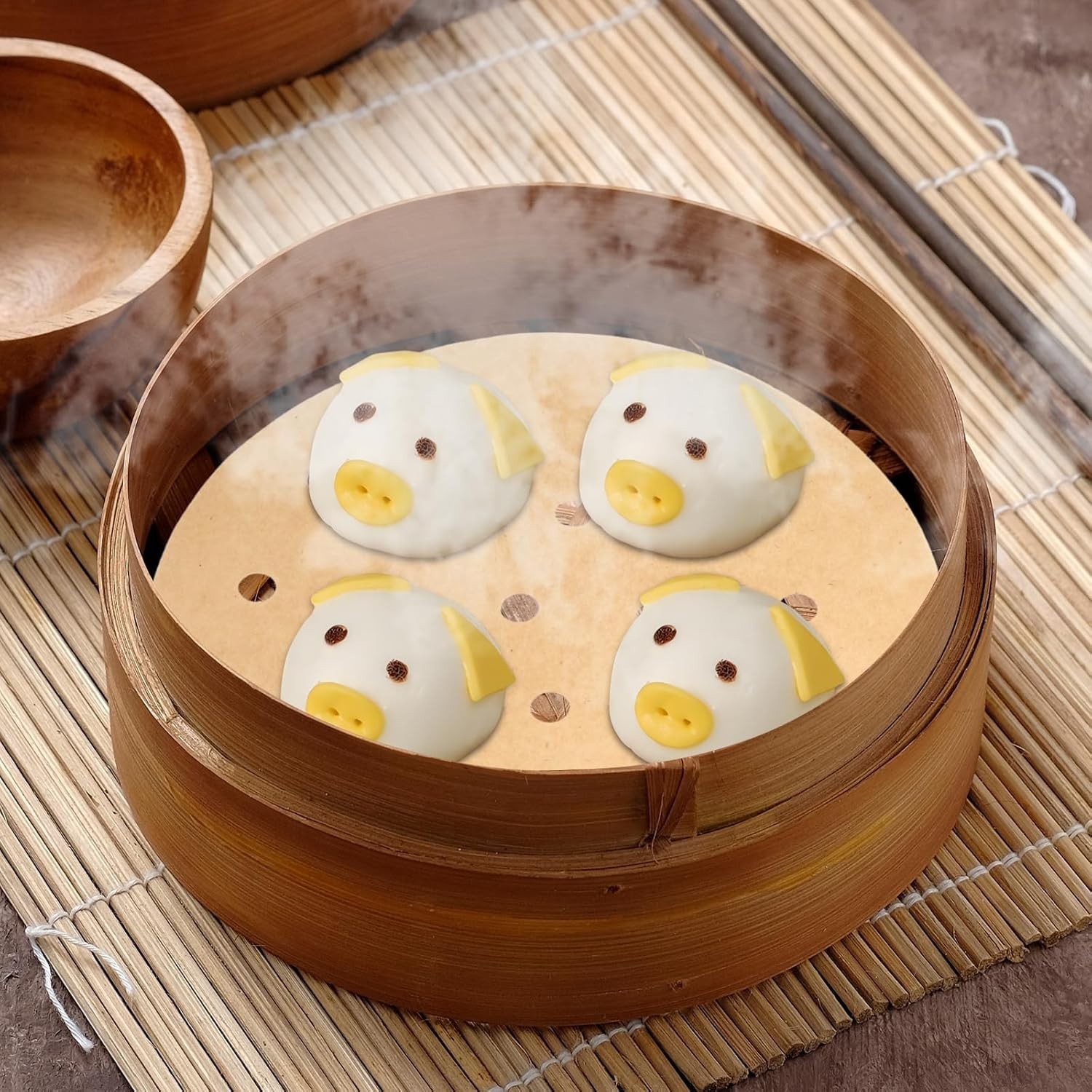 100 Count 6 Inch Eco-Conscious Bamboo Steamer Liners with Porous Design