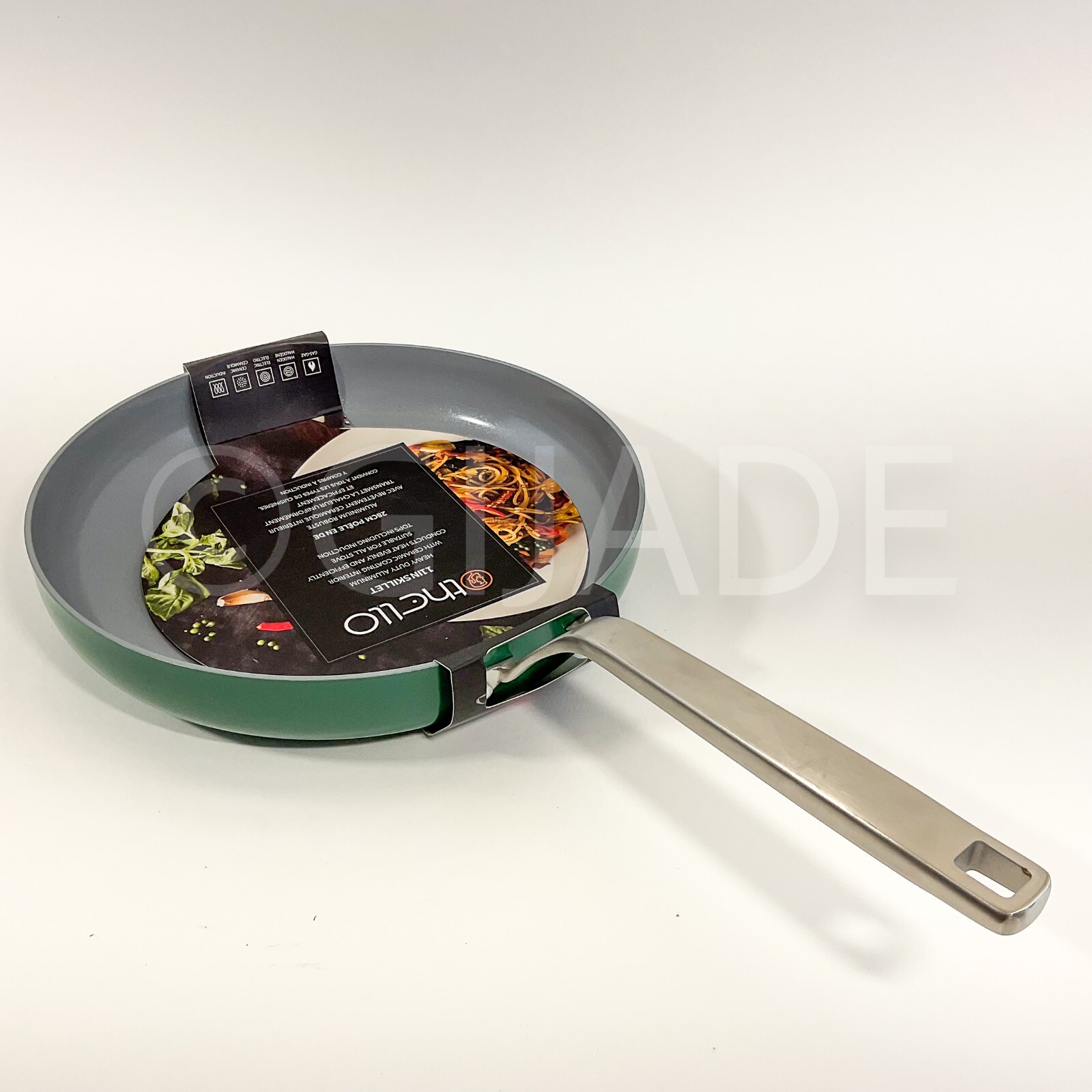 Othello Healthy Ceramic Non-stick 9.5″ Frying Pan Silver Handle New