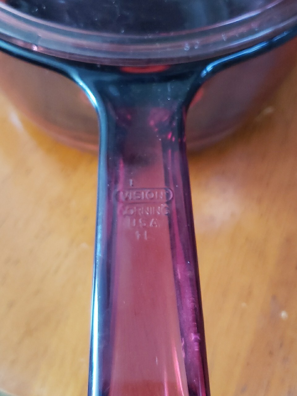 CORNING Cranberry Glass VISIONS Cookware – 1 L Saucepan Pour Spout & Pyrex Cover