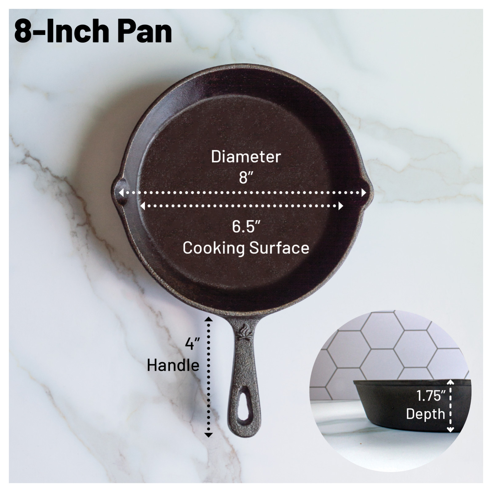 Backcountry Iron 8 Inch Round Medium Pre-Seasoned Cast Iron Skillet