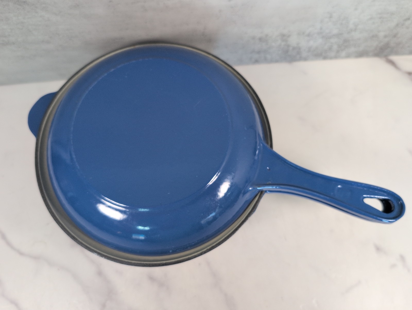 Le Creuset Multi-Function #22 Saucepan Pot & Skillet Pan Lid Blue Cast Iron