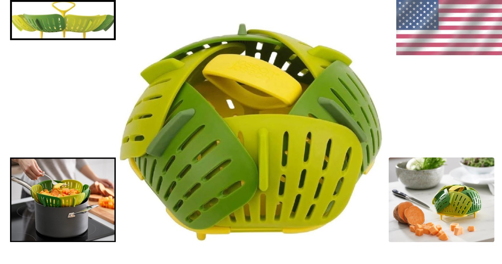 Bloom Folding Steamer Basket – Expandable, BPA-Free & Compact Storage – Green