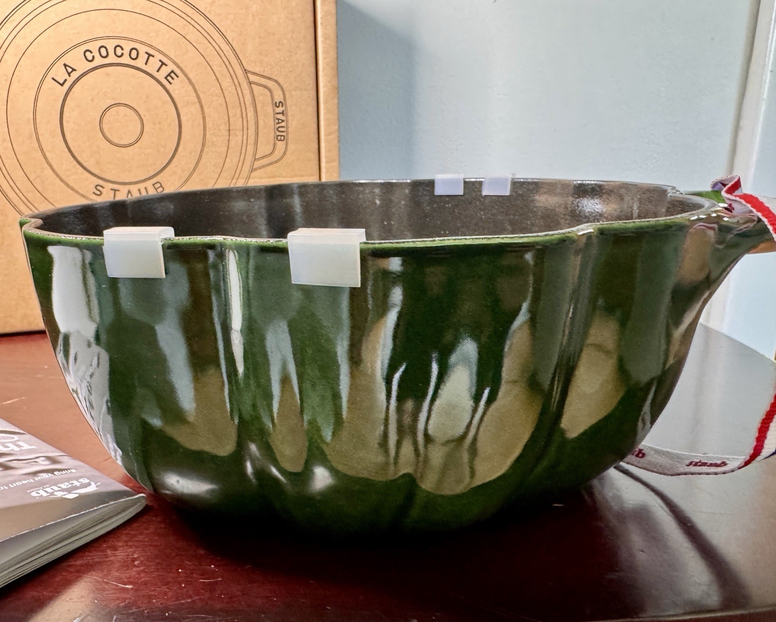 Staub Enameled Cast Iron Basil Green/Stainless Cocotte Dutch Oven France 3.5 QT