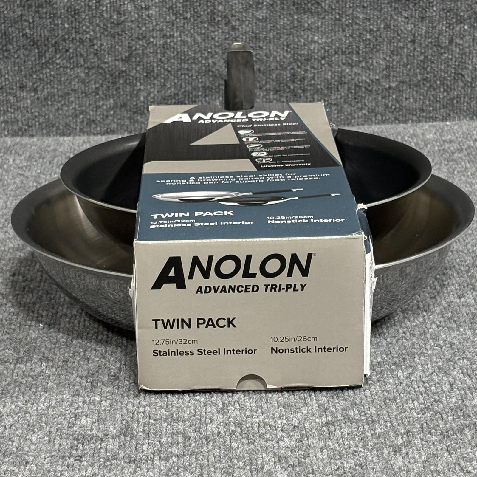 Anolon Advanced Tri-Ply Skillet Set 12.75in Stainless, 10.25in Nonstick Pans