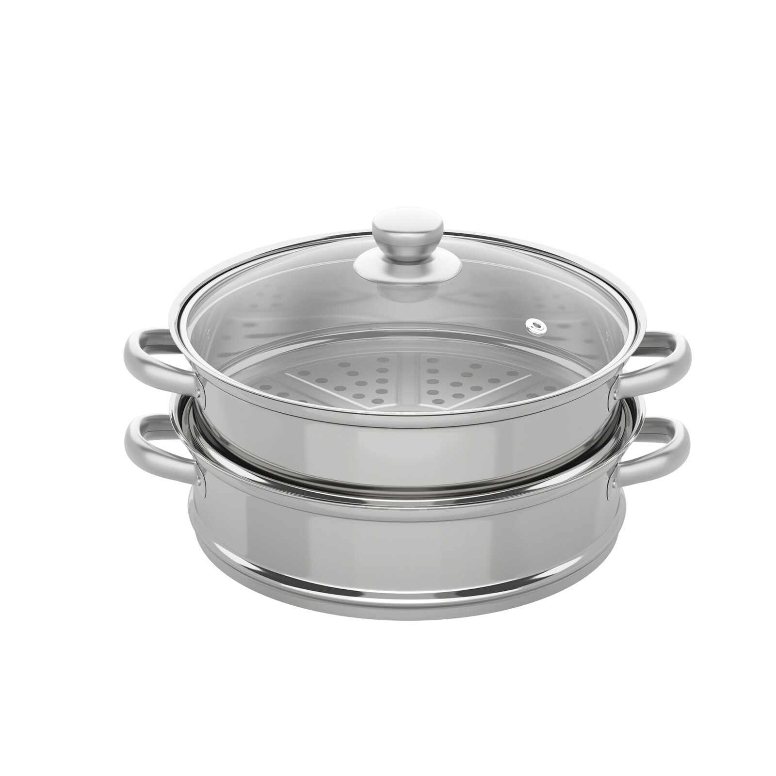 3 Tier Steamer Hot Pot Stainless Steel Cooker Steam Pot Food Cooking + Glass Lid