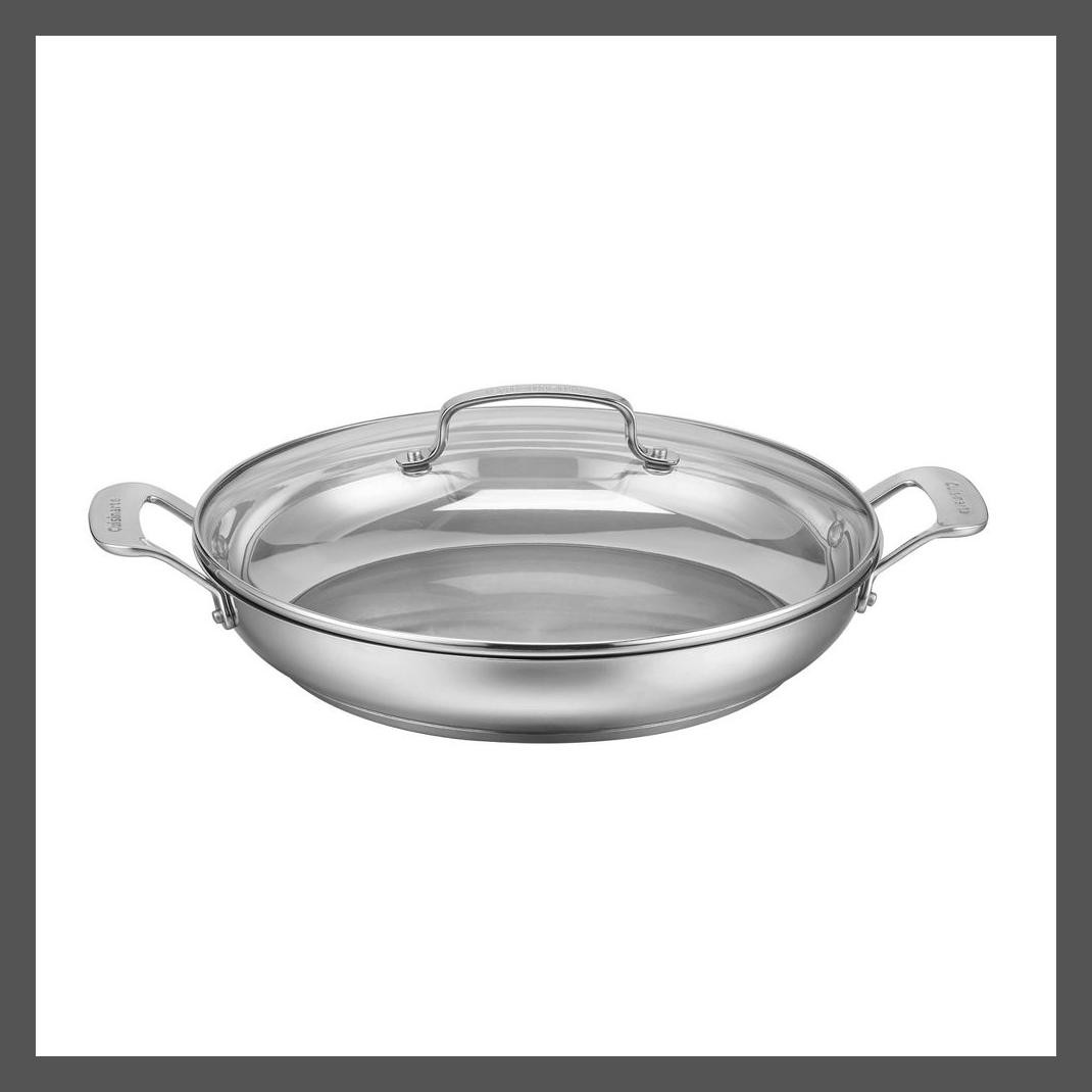 Cuisinart 2PC Stainless Steel Everyday Pan Set 500F 3.53QT 12″ Cover Oven