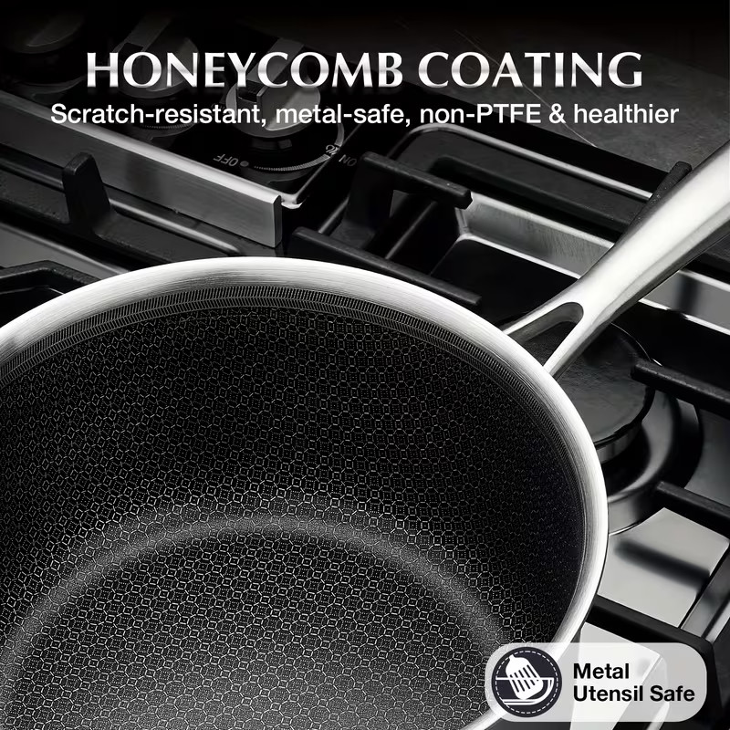Hybrid Nonstick Stainless Steel Saucepan Set – 6-Piece Induction Ready Set