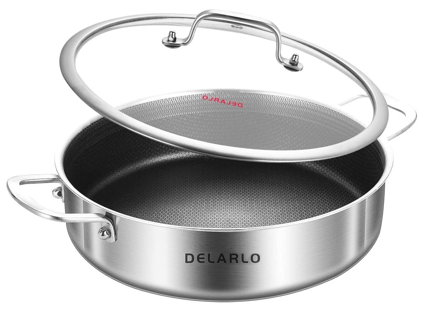 DELARLO TriPly Stainless Steel 10 Inch Deep Frying Pan 3QT Saute Pan With Lid…
