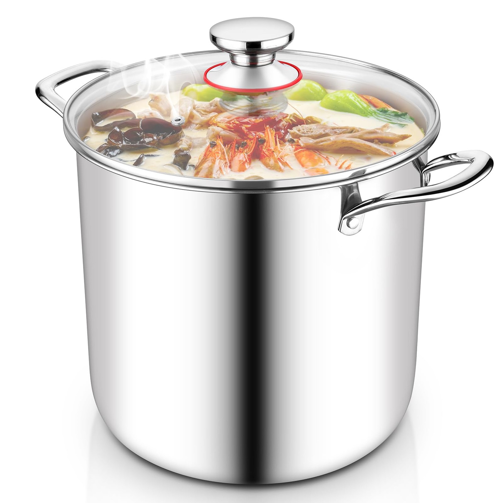 Teamfar 12 Quart Stock Pot Stainless Steel Tri-Ply Large Pasta Soup Cooking Pot