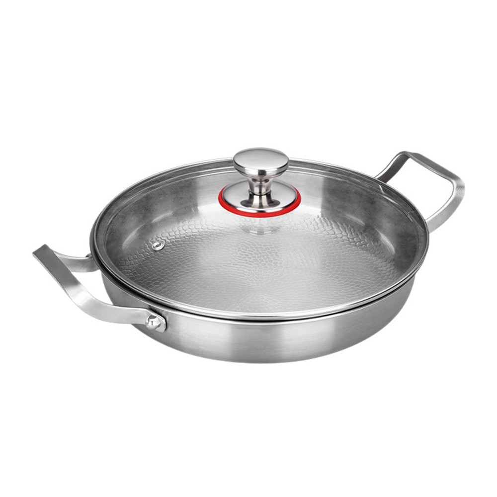 3 Ply Titanium Clad Stainless Steel Frying Pan Non Toxic Non Stick Hammered