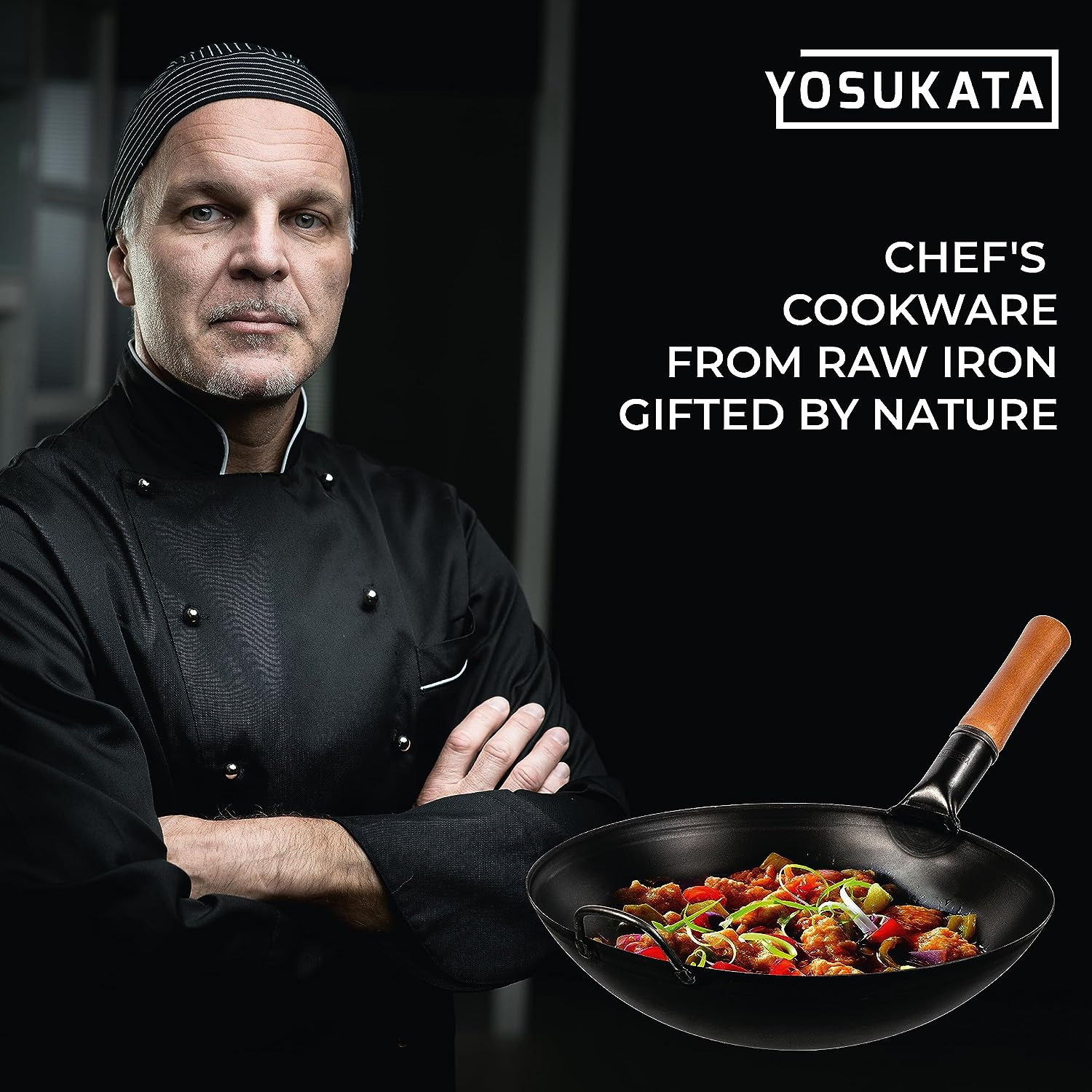 14″ Carbon Steel Wok with round Bottom – Pre-Seasoned Pow Wok for Stir Fry – Tra