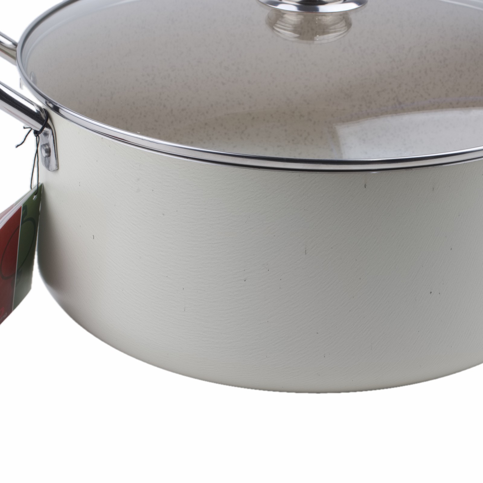 Domo Cast Aluminum Braising Pan Pot with Lid Italy 12.5″ Tan