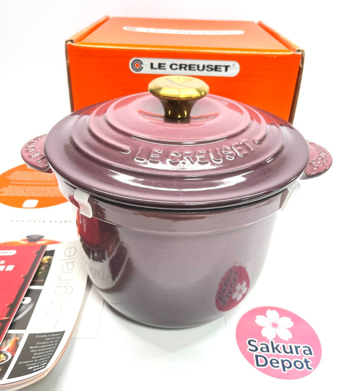 Le Creuset Cocotte Every 20 Rice Pot 20cm 2.8L Cast Iron Fig Gold knob Japan New