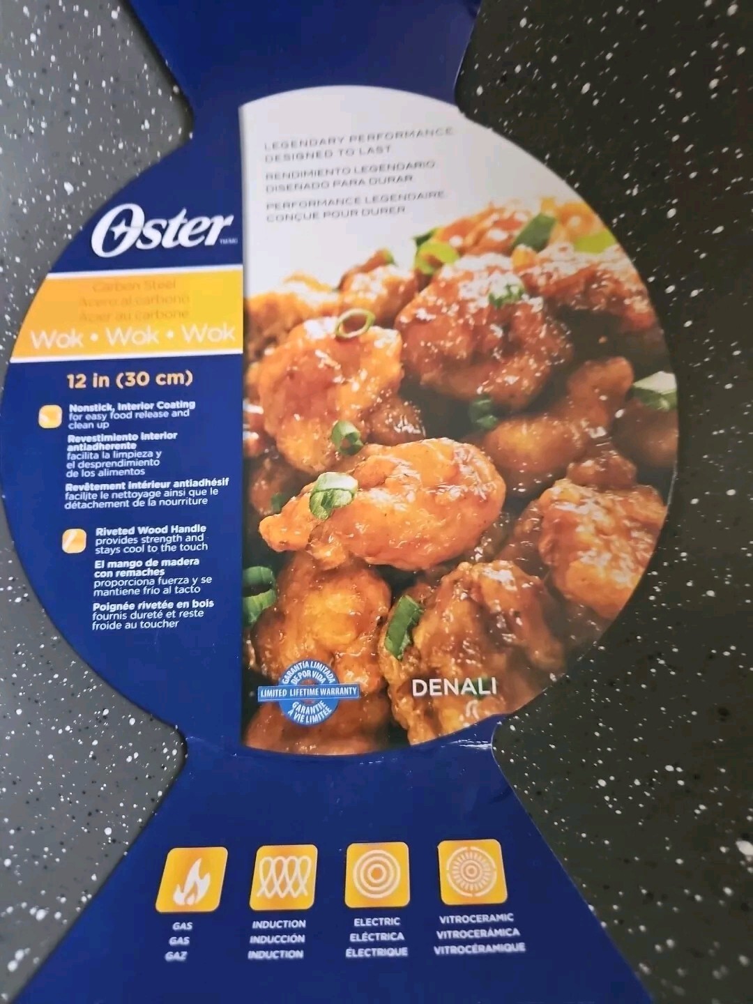 2, OSTER CARBON STEEL WOKS. 12 IN NON STICK SET OF 2. BLUE / GREEN FREE SHIPPING