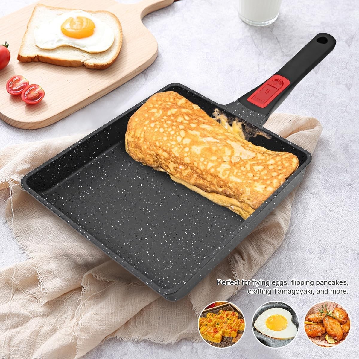Tamagoyaki Japanese Omelette Pan, Japanese Egg Pan, Square Egg Pan Nonstick, …