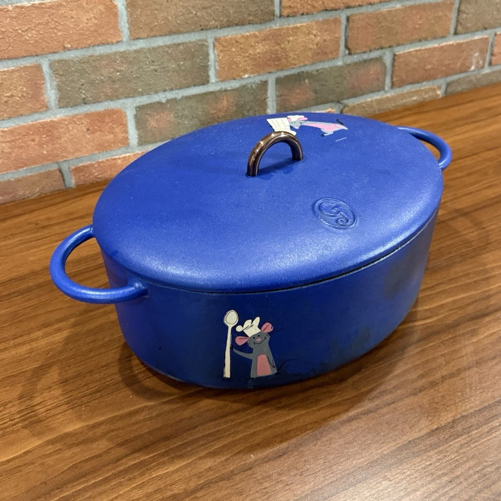 (RARE) Great Jones Ratatouille Blue Dutch 6.75 Qt Oval Enamel Pot with Lid