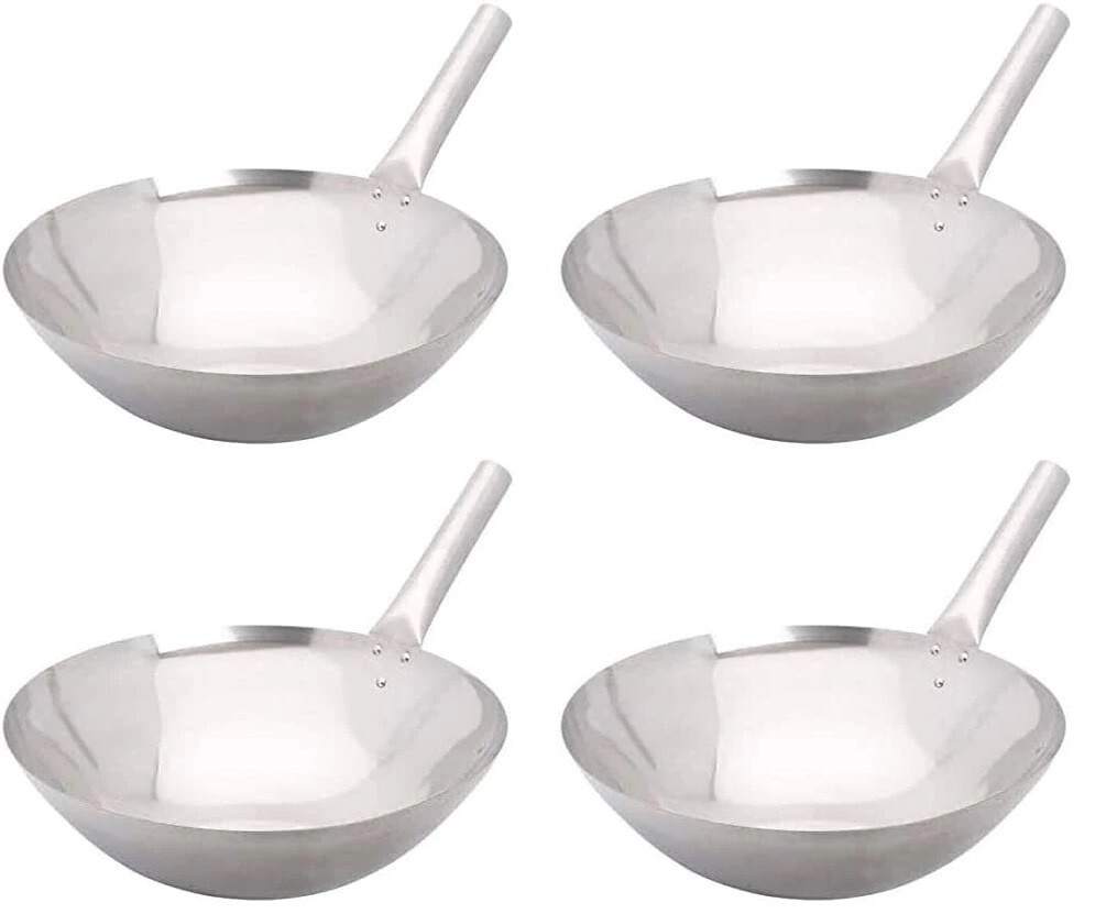 16″ Single Handle Stainless Steel Chinese Wok *(4-Pieces of Pack)