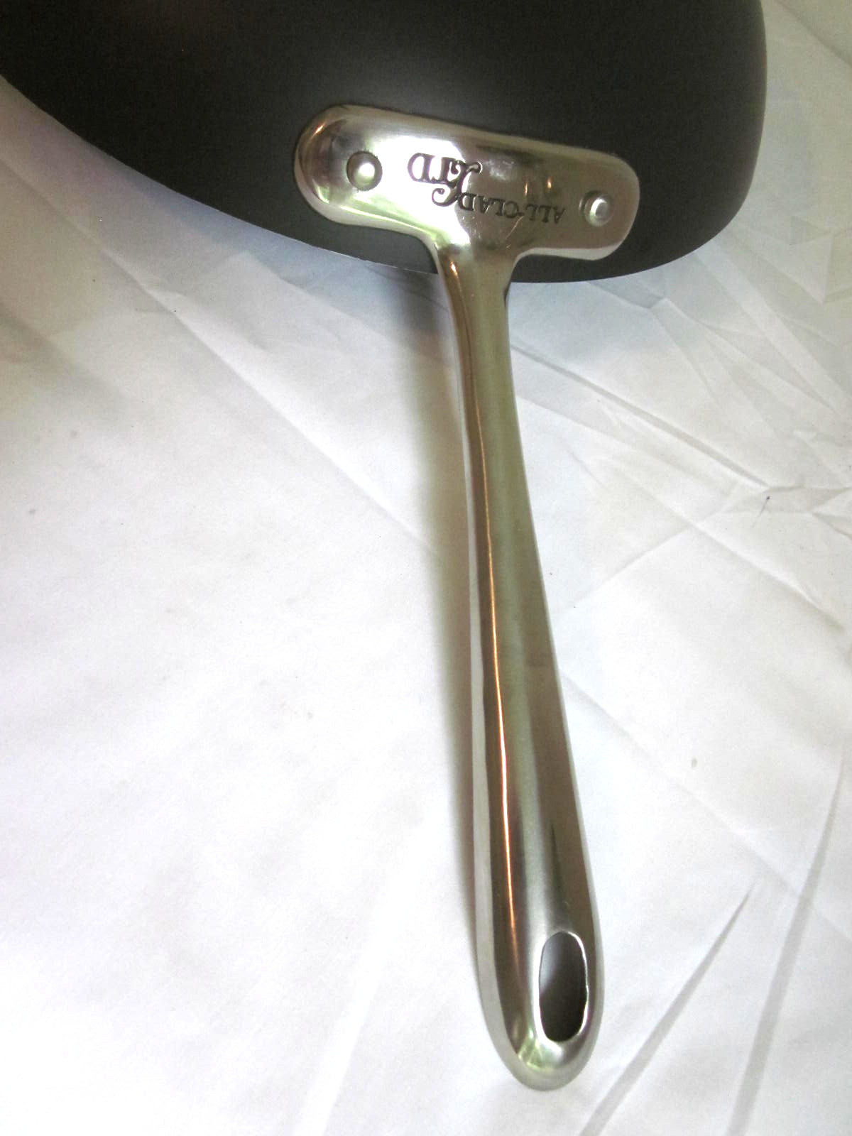 All Clad LTD 12 Stainless Steel Stir Fry Wok Pan Flat Bottom Beautiful Condition