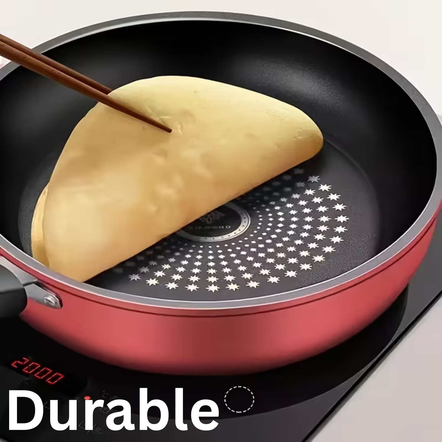 9.4″ Honeycomb Nonstick Frying Pan Food-Grade Stainless Steel Skillet w/ Spatula
