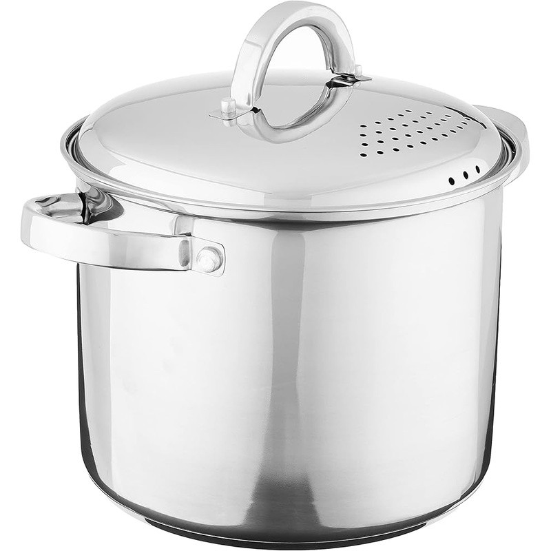 Stainless Steel Pasta Pot Set W/ Strainer Lid & Steamer Insert Dishwasher Safe
