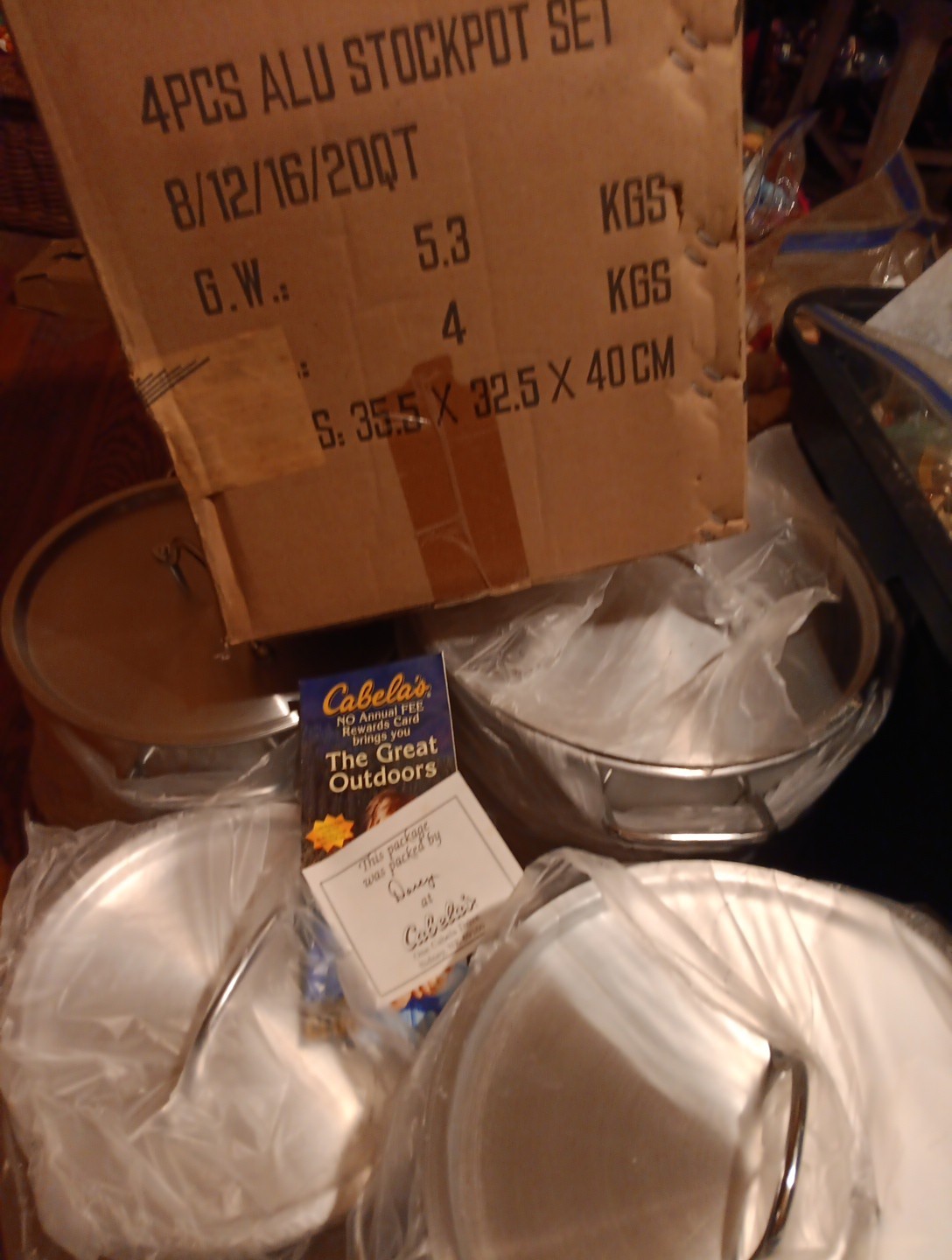 8-Piece Aluminum Stock Pot Set w/ 8 Qt 12 Qt 16 Qt 20 Qt w/Covers HD Handles NOS