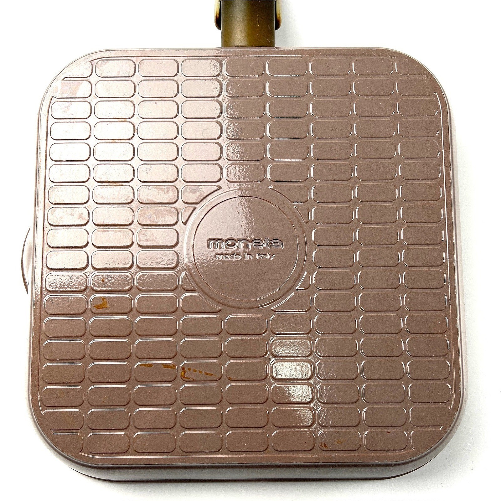 Moneta Ceramic Cookware Made in Italy 2 Pans Square Grill & Round Skillet EUC