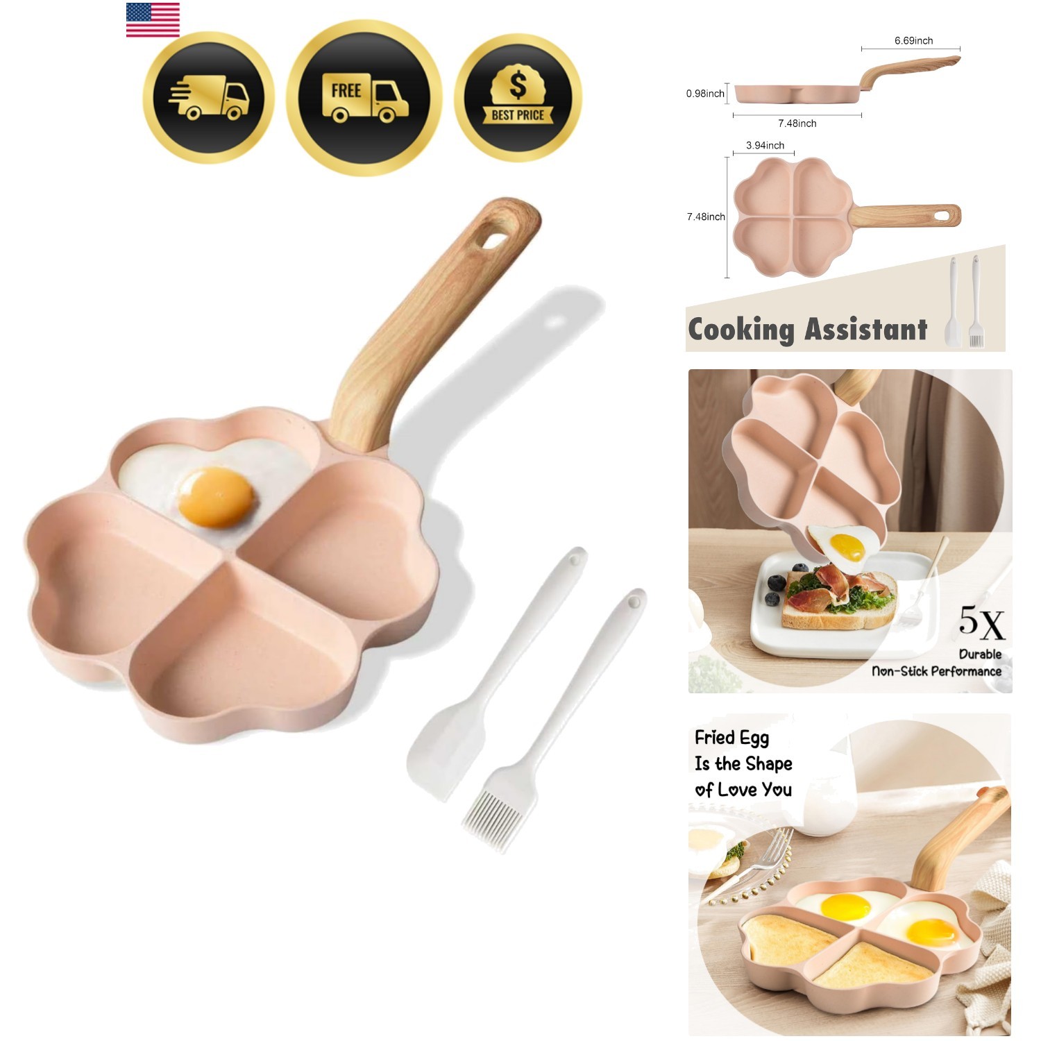 Egg Omelette Pan, 4-Cup Nonstick Granite Omelette Skillet Breakfast Frying Pa…