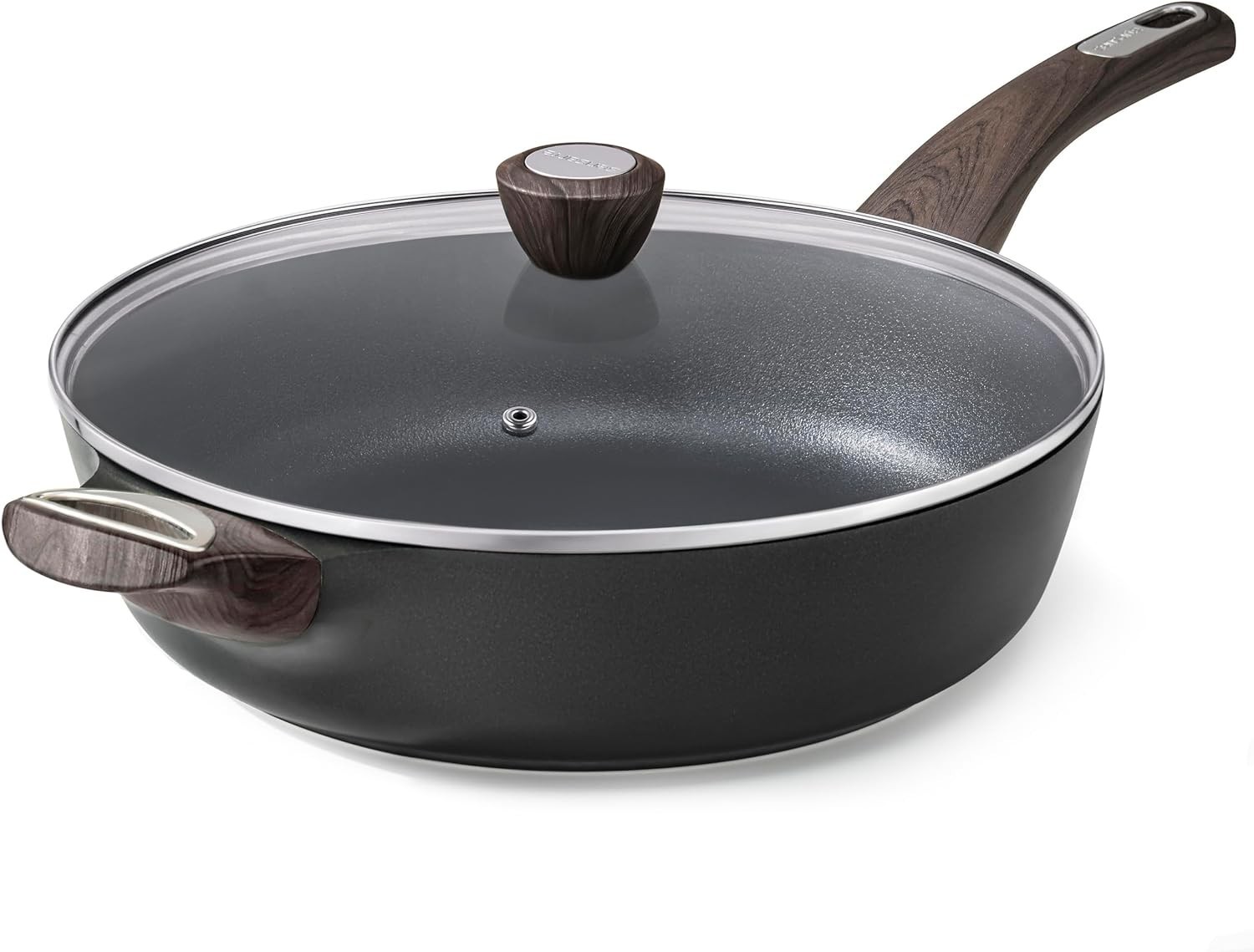 Nonstick Frying Pan Skillet with Lid 12″ Deep Frying Pan 5 Qt Saute Pan w/Cover