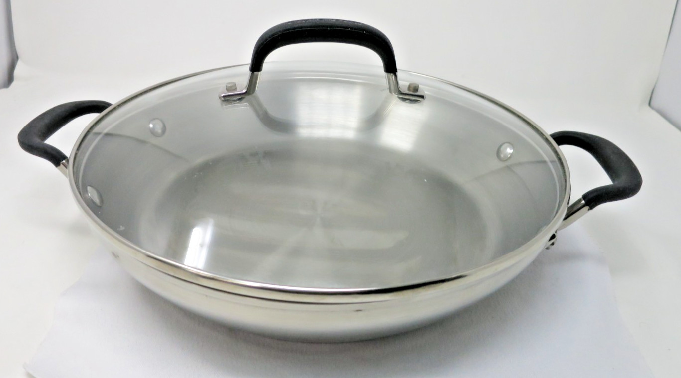 KitchenAid Wok 12″ 5 Ply Clad Stainless Steel Dual Handles DW Safe Flat Bottom
