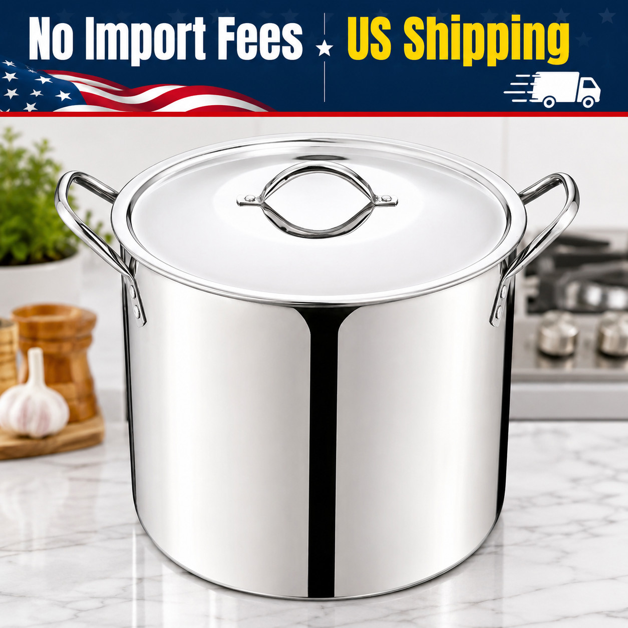 Mainstays 12 Qt Stainless Steel Stock Pot w/ Lid Soup Pasta Cooking Pot