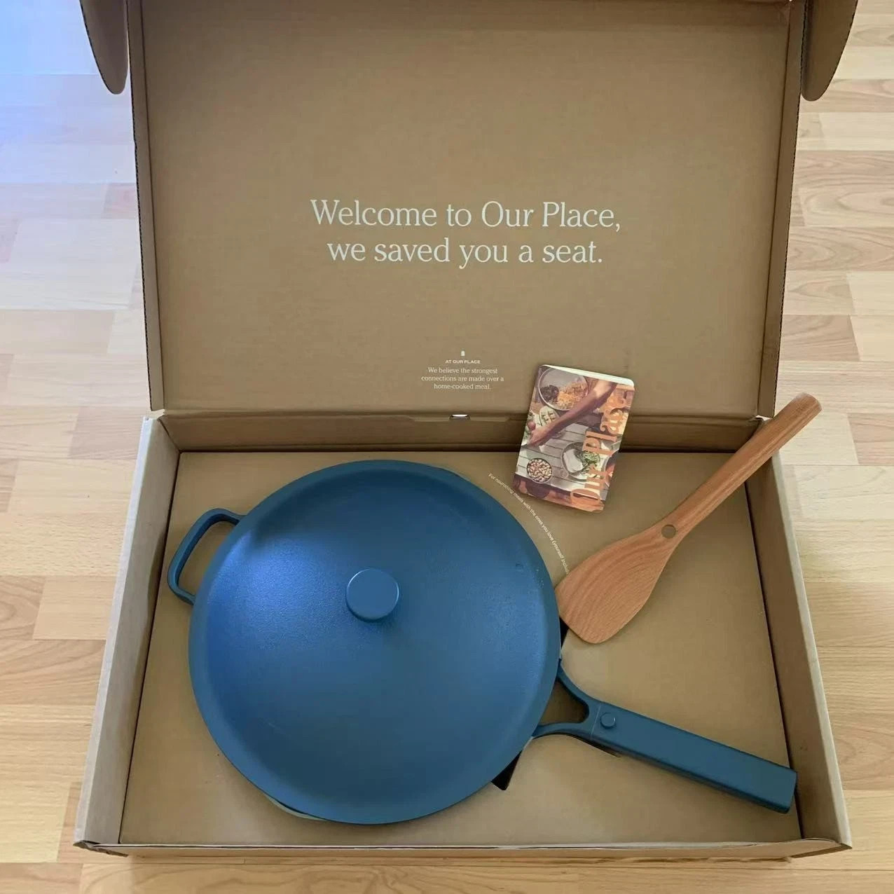 Our Place Large Always Pan 12.5” 10 in 1 Nonstick Pan w Lid & spoon BLUE SALT