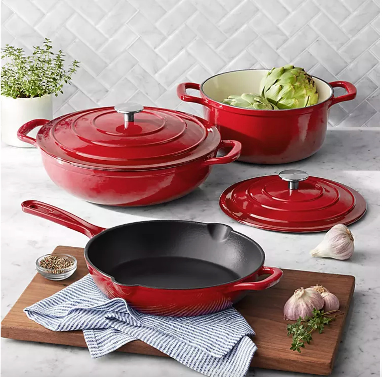 Member s Mark 5-Piece Enamel Cast Iron Set, *FREE SHIPPING*