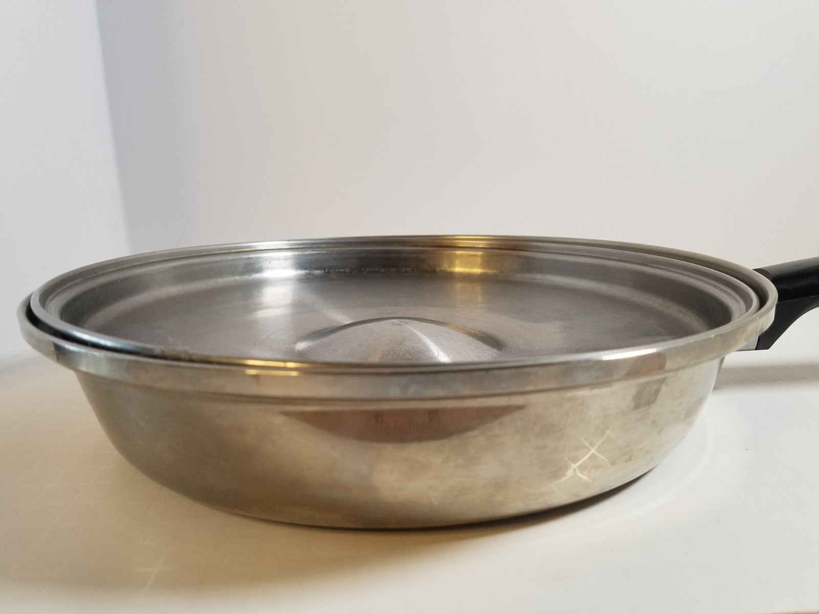 Vintage Ekco Criteria Stainless Steel 10-3/4″ Skillet # M7750 USA With LID