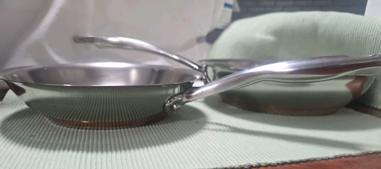2 Kirkland Signature Cooper Core 10″ 8” Stainless Sauté Pan Skillet, Thailand.