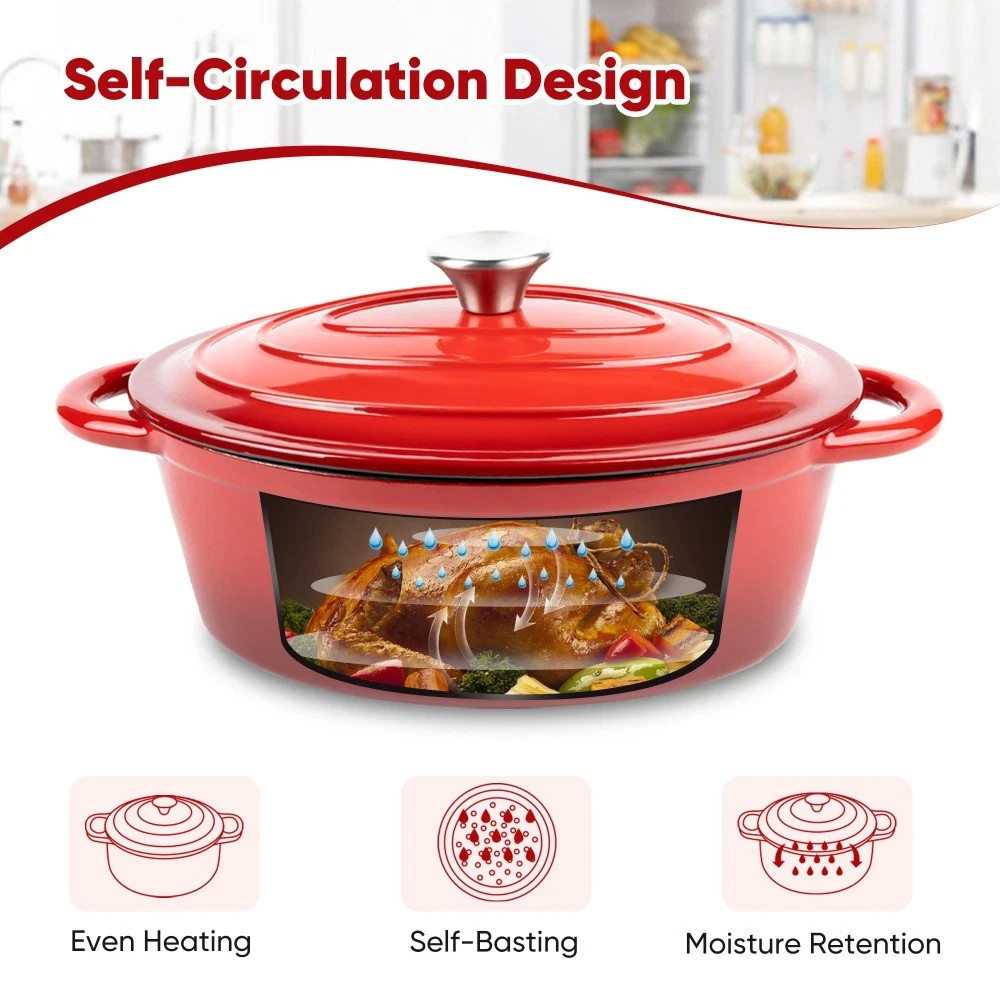 4.5 Quart Non Stick Enameled Cast Iron Dutch Oven Pot with Lid, Lid up to 500°F