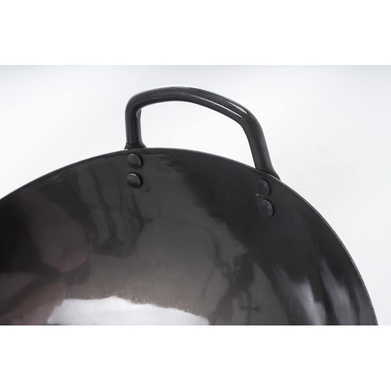 Pre-seasoned 13 Inch Carbon Steel Wok Traditional Round Bottom Stir Fry Pan New