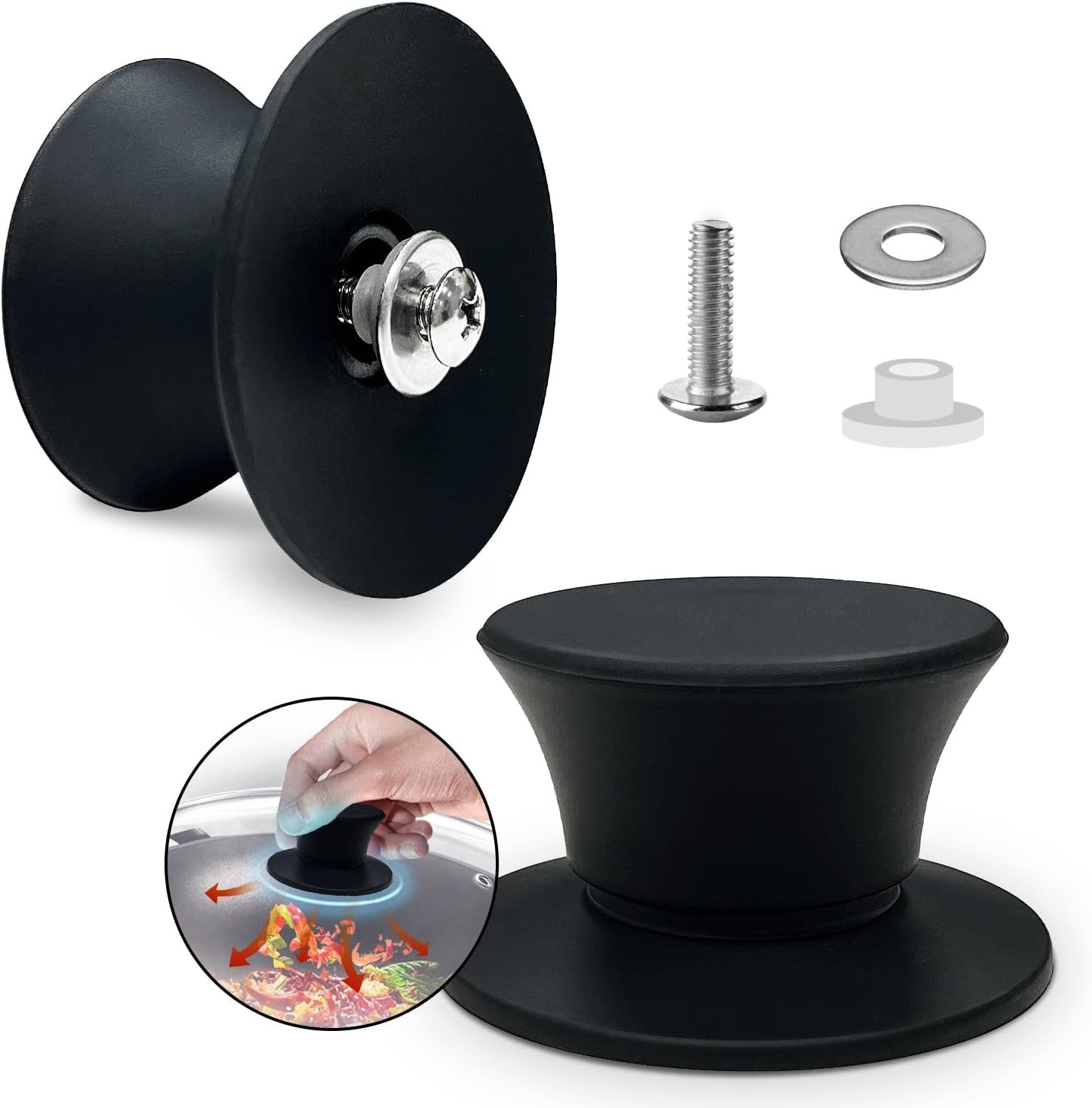 Universal Pot Lid Replacement Knobs, Silicone Pan Lid Holding Handles, Heat R…