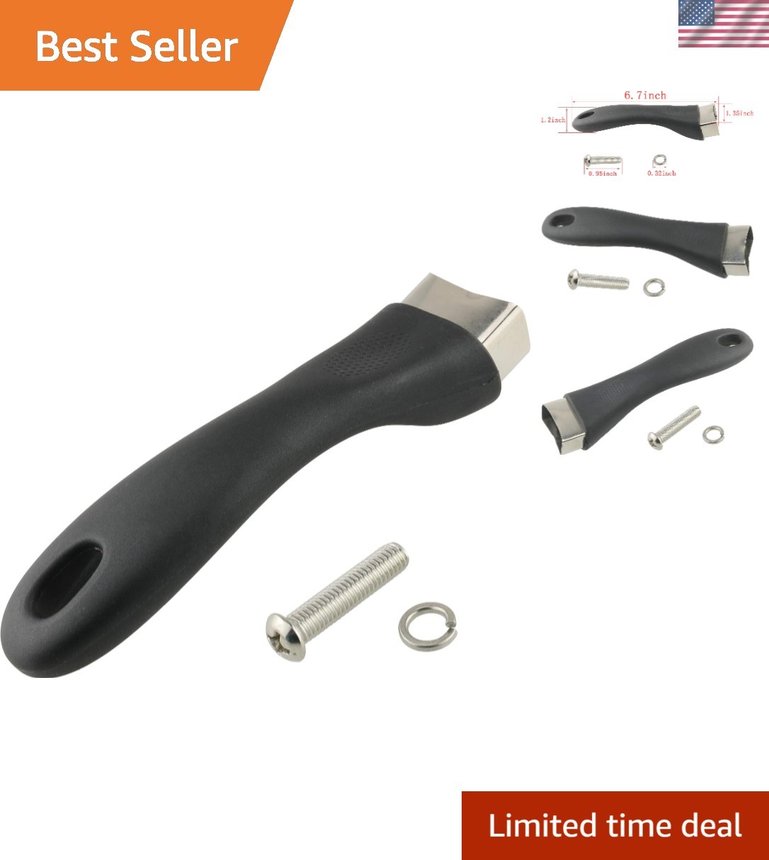 Durable Black Bakelite Pot Handle – Long Grip Replacement for All Cookware