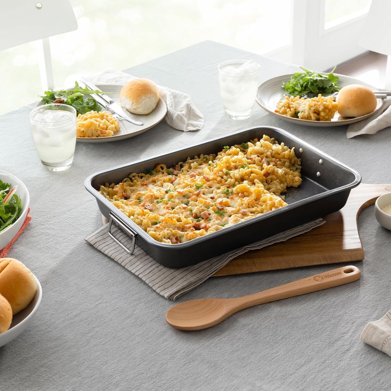 Chef Pomodoro Nonstick Roasting Pan with Rack Turkey Pan Grey
