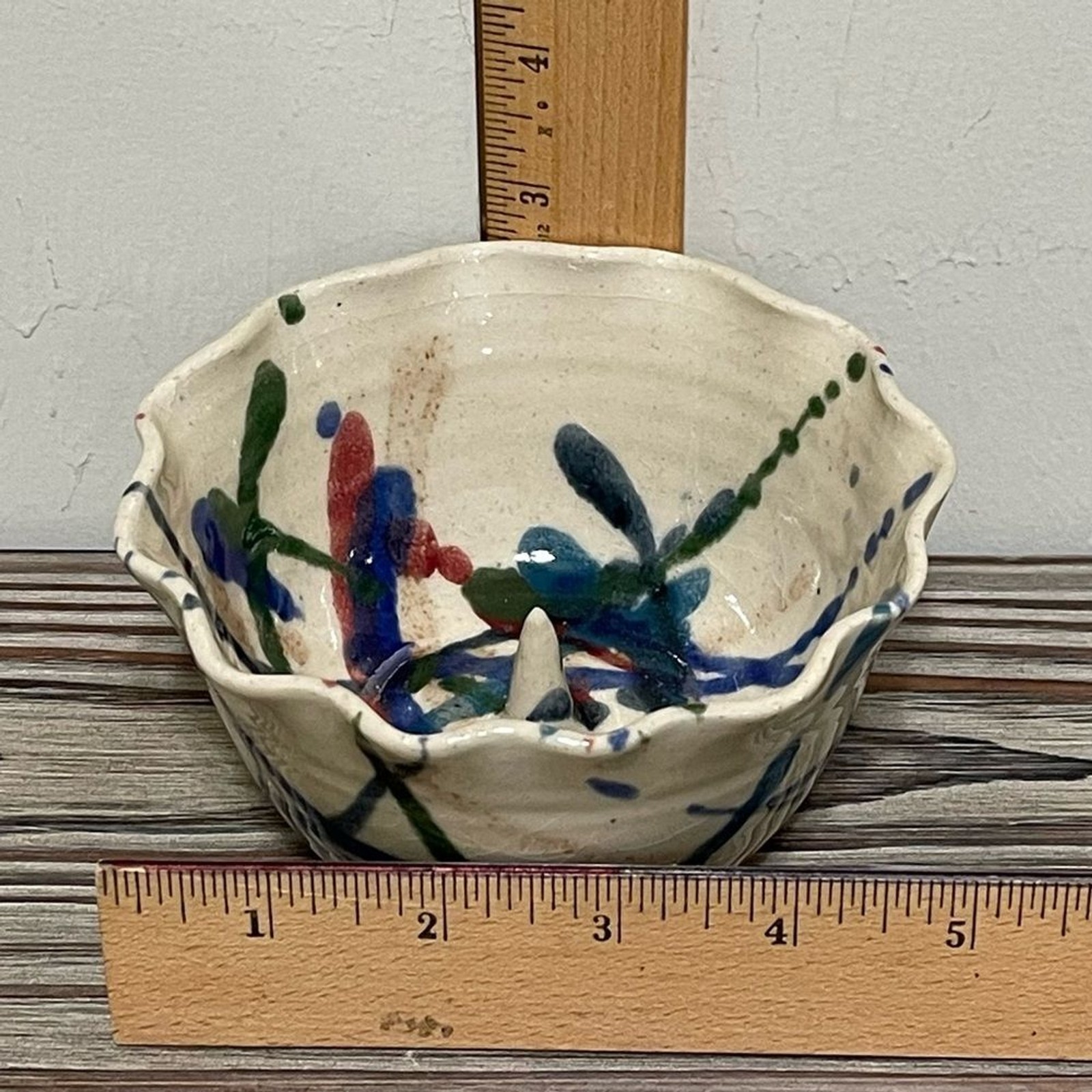 John Garrou Pottery Apple Baker Bowl Hand Crafted Ceramic Paint Splatter Recipe