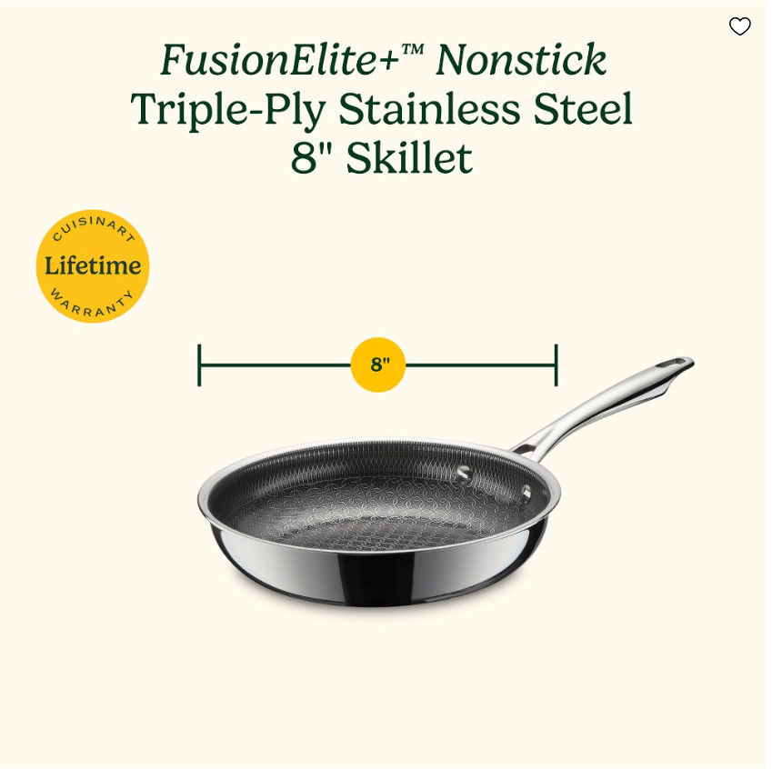 Cuisinart FusionElite+ Hybrid Stainless Steel Ceramic Nonstick Skillet Pan